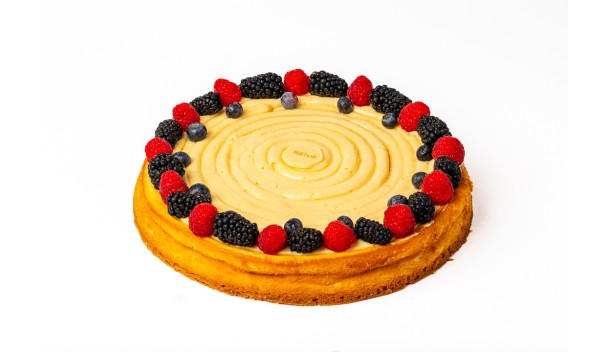 Cheesecake lemon curd taart